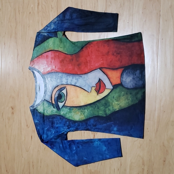 MISSLOOK Tops - ❤ MISSLOOK | Picasso Abstract Fine Art Top